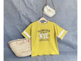 Áo thun coton 4 chiều phối màu in