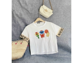 Áo thun coton 4 chiều phối màu in