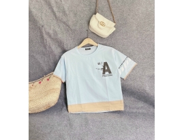 Áo thun coton 4 chiều phối màu in