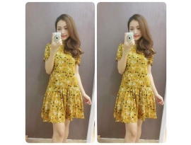 Đầm hoa xếp ly